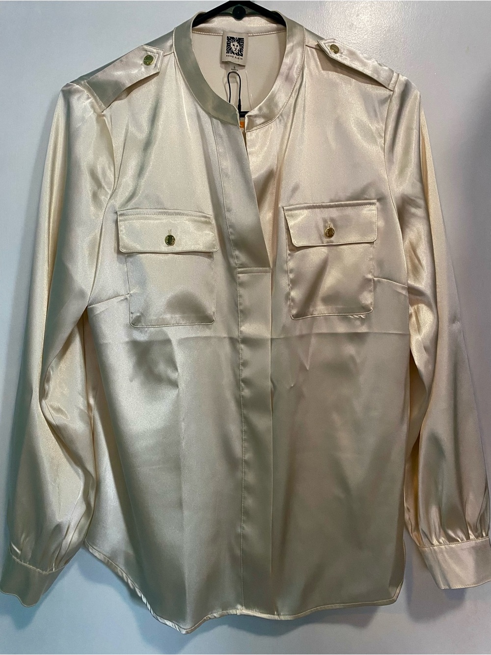 NWT Anne Klein Utility Shirt in Ivory- S